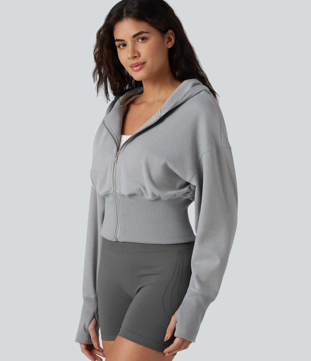 Hooded Raglan Long Sleeve Thumb Hole Casual Sweatshirt — Secret Spaces — view 4