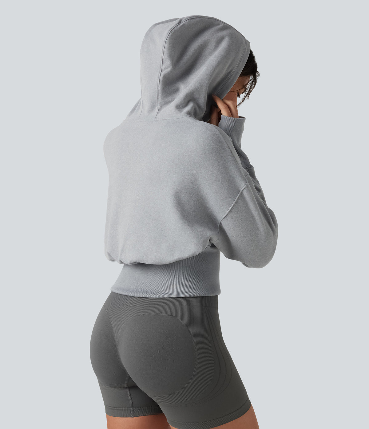 Hooded Raglan Long Sleeve Thumb Hole Casual Sweatshirt — Secret Spaces — view 2