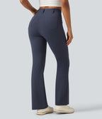 High Waisted InstantCool Quick Dry Flare Golf Trousers with Pockets-UPF50+ — Mood Indigo — view 2