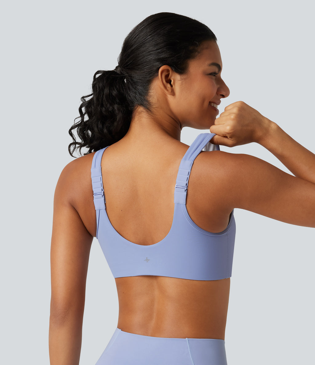 Medium Support Built-in Bra Zip Yoga Sports Bra — Baby Lavender — view 4