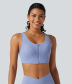 Medium Support Built-in Bra Zip Yoga Sports Bra — Baby Lavender — view 2