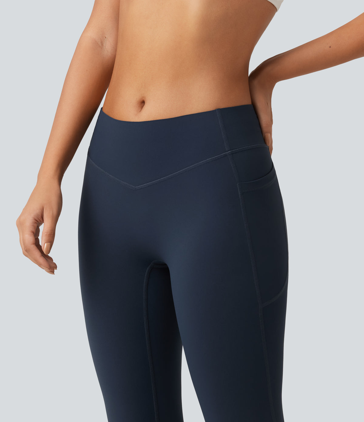 Low Rise Skinny Yoga Leggings with Pockets — Carbon — view 5