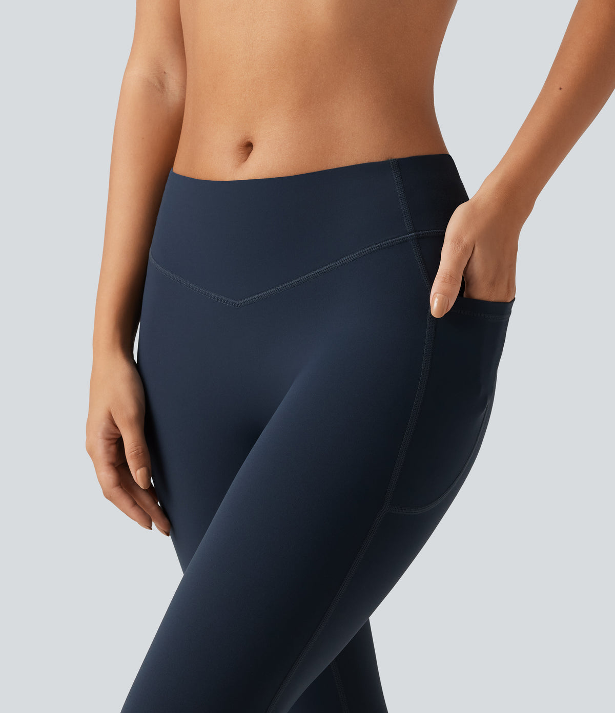 Low Rise Skinny Yoga Leggings with Pockets — Carbon — view 4