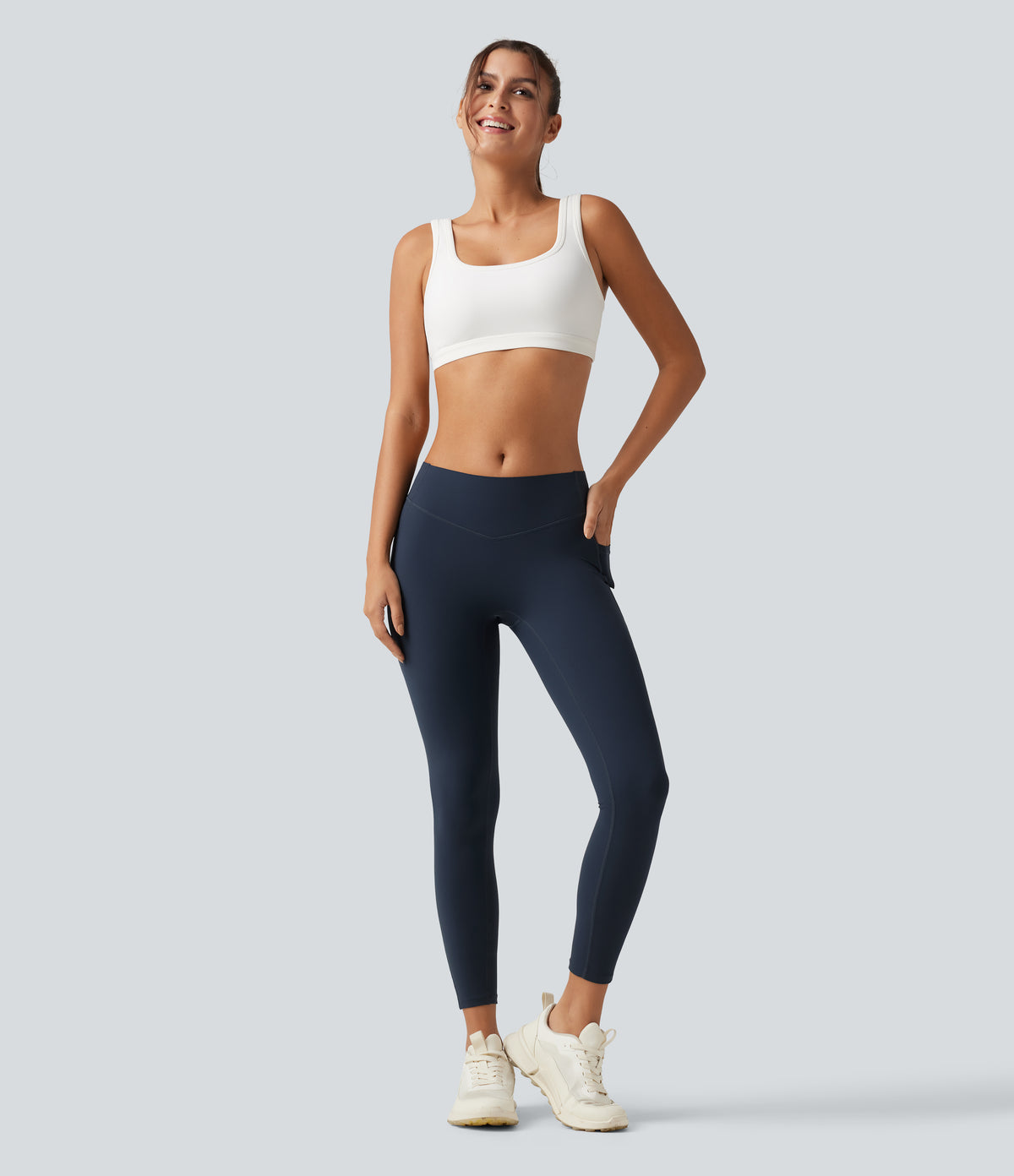 Low Rise Skinny Yoga Leggings with Pockets — Carbon — view 7