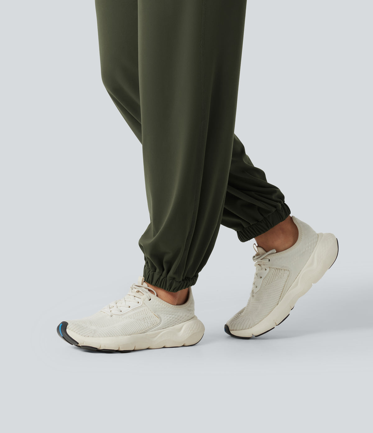High Waisted Tummy Control Tapered Yoga Joggers with Pockets — Deep Woodland Green — view 6