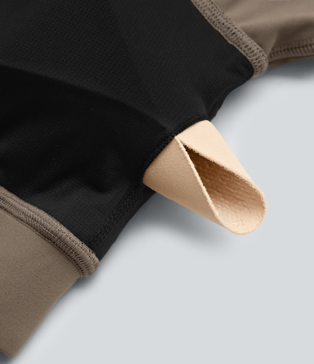 V Neck Built-in Bra Short Sleeve Crossover Hem Cropped Workout Sports Top DD-F Cups — Dawn Brown — view 8