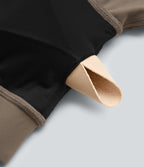 V Neck Built-in Bra Short Sleeve Crossover Hem Cropped Workout Sports Top DD-F Cups — Dawn Brown — view 8
