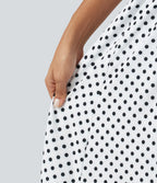 V Neck Short Sleeve Tie Side Polka Dot Midi Casual Dress with Pockets — Inverse Dotty — view 6