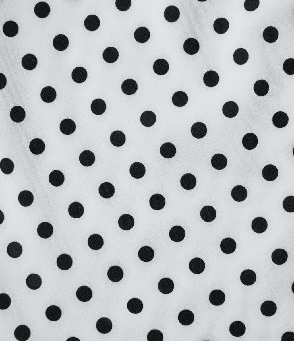 V Neck Short Sleeve Tie Side Polka Dot Midi Casual Dress with Pockets — Inverse Dotty — view 7