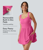 Plush Sweetheart Neck Built-in Bra 2-in-1 Mini Casual Dress with Pockets-Edition B-E Cups — Fuchsia Purple — view 1