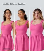 Plush Sweetheart Neck Built-in Bra 2-in-1 Mini Casual Dress with Pockets-Edition B-E Cups — Fuchsia Purple — view 4
