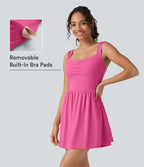 Plush Sweetheart Neck Built-in Bra 2-in-1 Mini Casual Dress with Pockets-Edition B-E Cups — Fuchsia Purple — view 7
