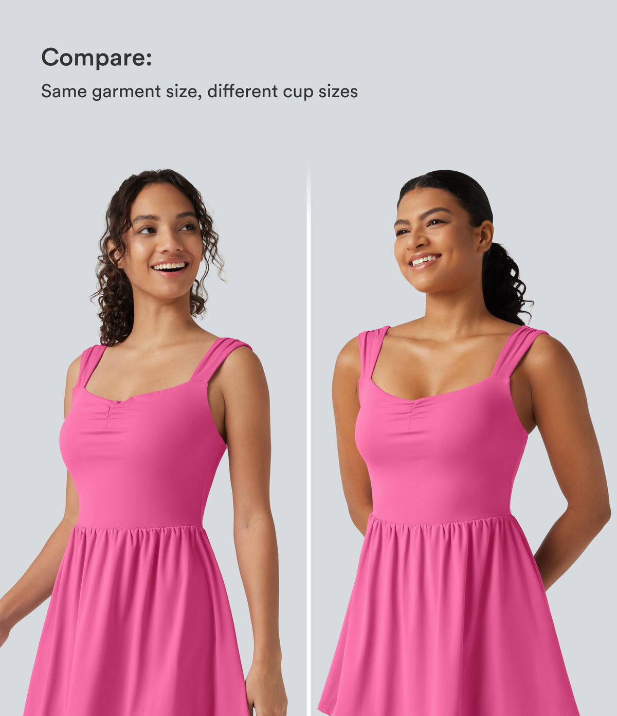 Plush Sweetheart Neck Built-in Bra 2-in-1 Mini Casual Dress with Pockets-Edition B-E Cups — Fuchsia Purple — view 5