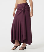 Mid Rise Ruched Mermaid Maxi Party Skirt — Amaranth — view 3