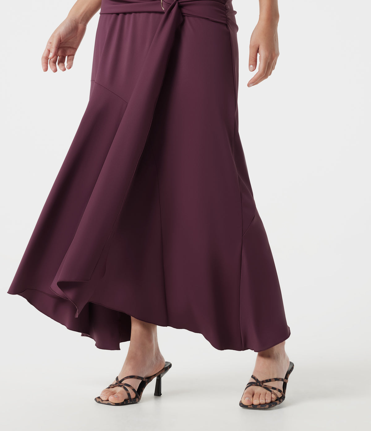 Mid Rise Ruched Mermaid Maxi Party Skirt — Amaranth — view 6