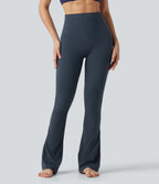 High Waisted Tummy Control Shaping Bootcut Yoga Leggings with Pockets — Carbon — view 5