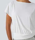 Round Neck Short Sleeve InstantCool Quick Dry Yoga Sports Top — White — view 5