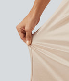High Waisted Wide Leg Satin Work Trousers with Pockets — Whisper Pink — view 6
