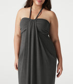 Plus Size Halter Tie Back Maxi Dress with Pockets — Darl Gray Floral Yarn — view 5