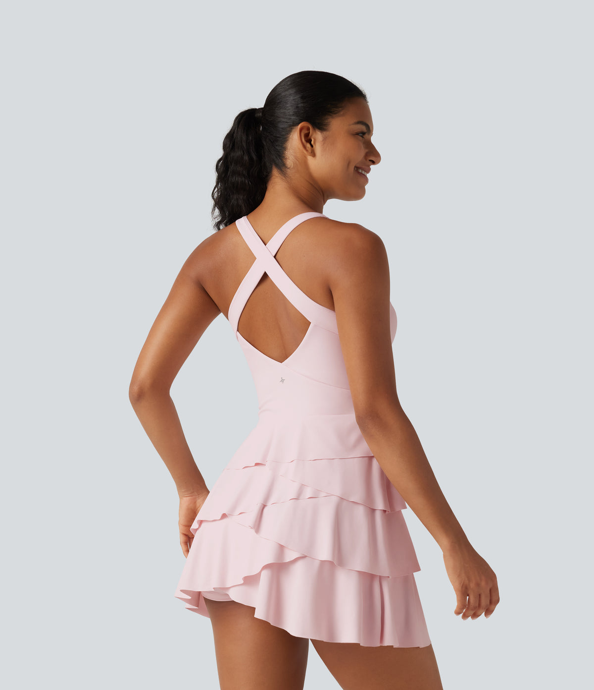 Airy Built-in Bra Layered Ruffle Hem 2-in-1 InstantCool Mini Tennis Active Dress with Pockets-Edition — Pale Lilac — view 8