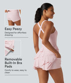Airy Built-in Bra Layered Ruffle Hem 2-in-1 InstantCool Mini Tennis Active Dress with Pockets-Edition — Pale Lilac — view 1