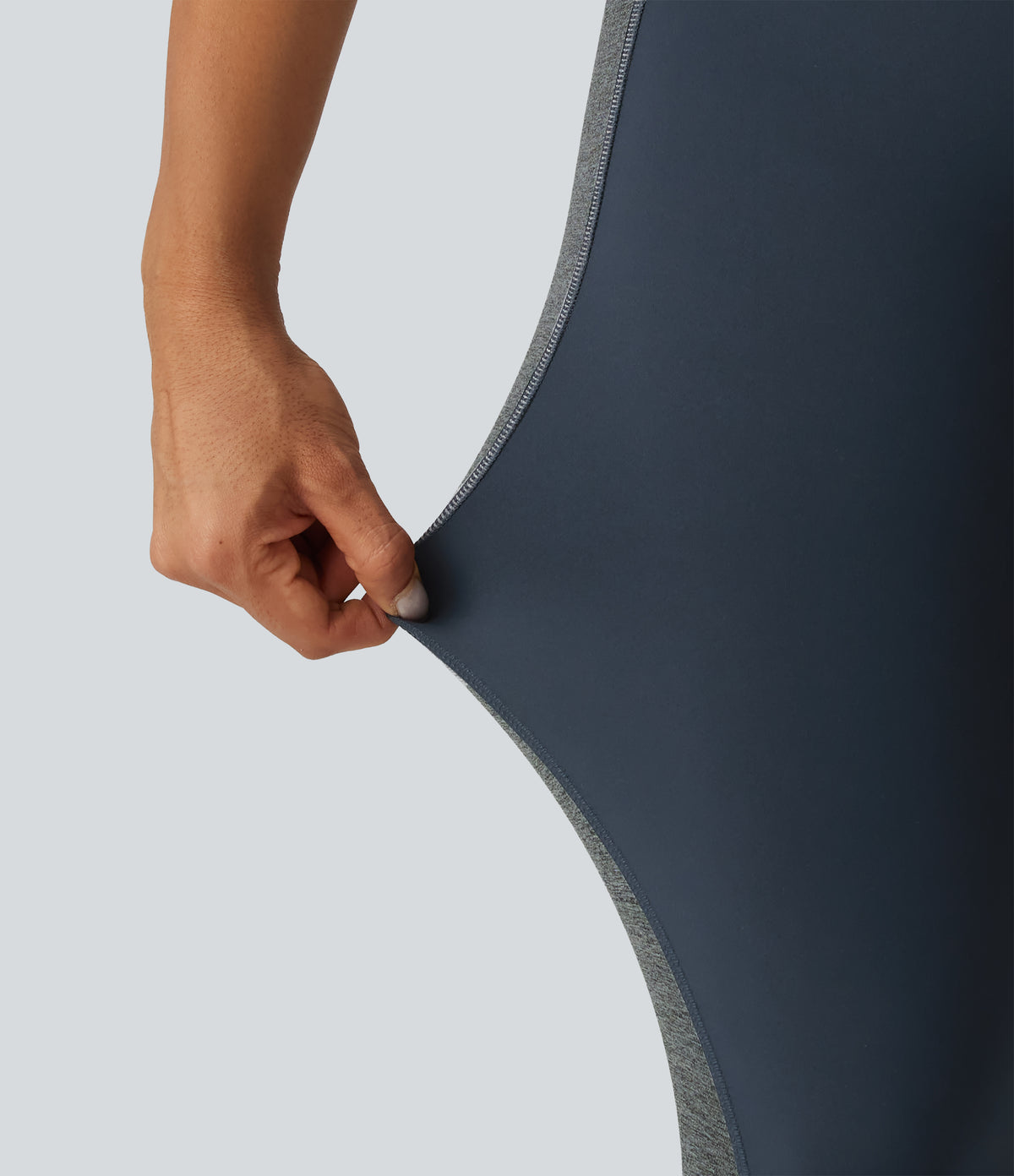 High Waisted Tummy Control Color Block Yoga Leggings with Pockets — Carbon — view 8