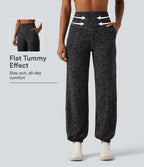 Leopard Print High Waisted Tummy Control Yoga Joggers with Pockets — Shadow Leopard — view 1