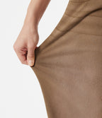 Asymmetric Low Rise Wide Leg Colorful Washed Casual Jeans with Pockets — Caramel Café — view 6