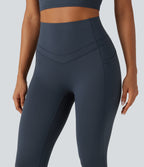 High Waisted Tummy Control Shaping Yoga Leggings with Pockets — Carbon — view 4