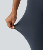 High Waisted Tummy Control Shaping Yoga Leggings with Pockets — Carbon — view 6