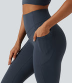 High Waisted Tummy Control Shaping Yoga Leggings with Pockets — Carbon — view 5