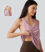 U Neck Built-in Bra Racerback InstantCool Casual Tank Top-UPF50+ — Pink Nectar — view 1
