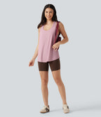 U Neck Built-in Bra Racerback InstantCool Casual Tank Top-UPF50+ — Pink Nectar — view 8
