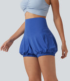 High Waisted Tummy Control Dance Bubble Shorts 4'' with Pockets — Beaucoup Blue — view 5