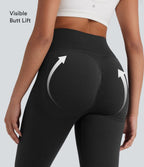 OneForm Seamless Flow High Waisted Tummy Control Butt Lifting Yoga Leggings — Black — view 4