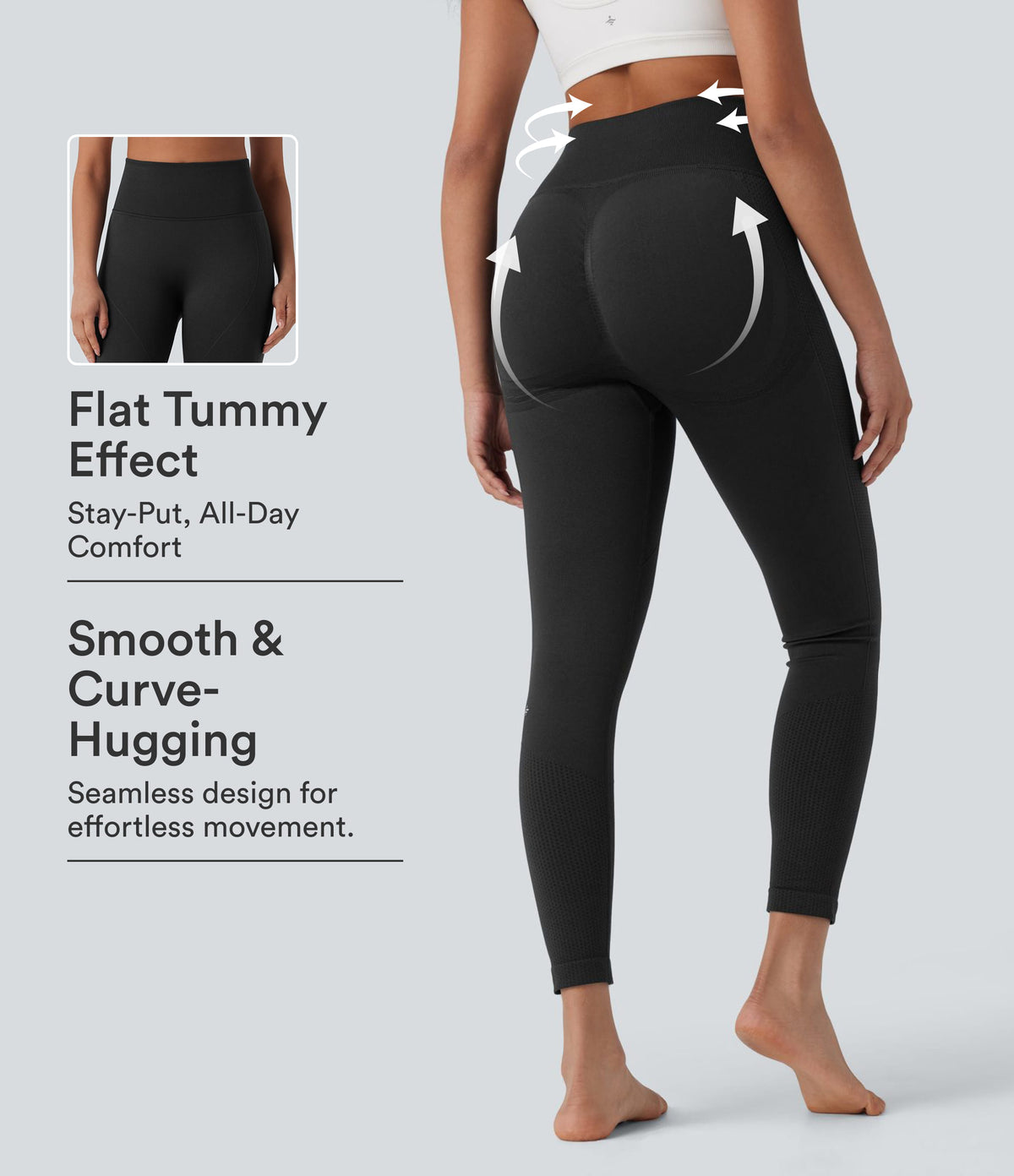 OneForm Seamless Flow High Waisted Tummy Control Butt Lifting Yoga Leggings — Black — view 1