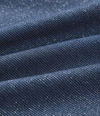 High Waisted Drawstring Wide Leg Silver Shine Casual Sweatpants Jeans with Pockets — Estate Blue Denim — view 8