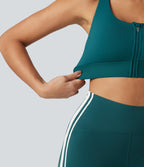 SpeedWave Medium Support Non-Removable Pad Zip Quick Dry Running Sports Bra — Spruced-up — view 7