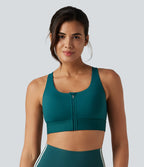 SpeedWave Medium Support Non-Removable Pad Zip Quick Dry Running Sports Bra — Spruced-up — view 2