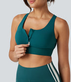 SpeedWave Medium Support Non-Removable Pad Zip Quick Dry Running Sports Bra — Spruced-up — view 5
