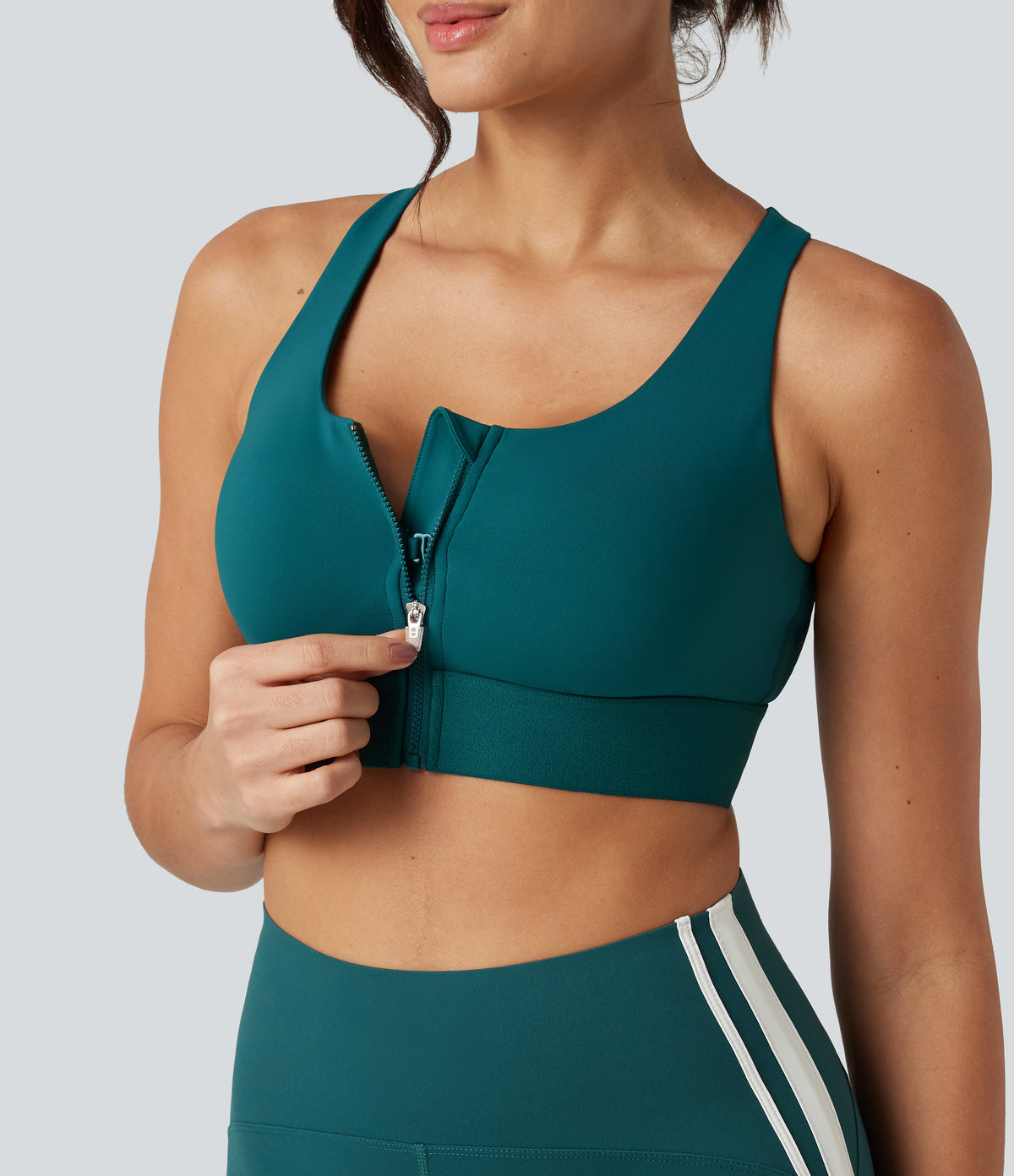 SpeedWave Medium Support Non-Removable Pad Zip Quick Dry Running Sports Bra — Spruced-up — view 5