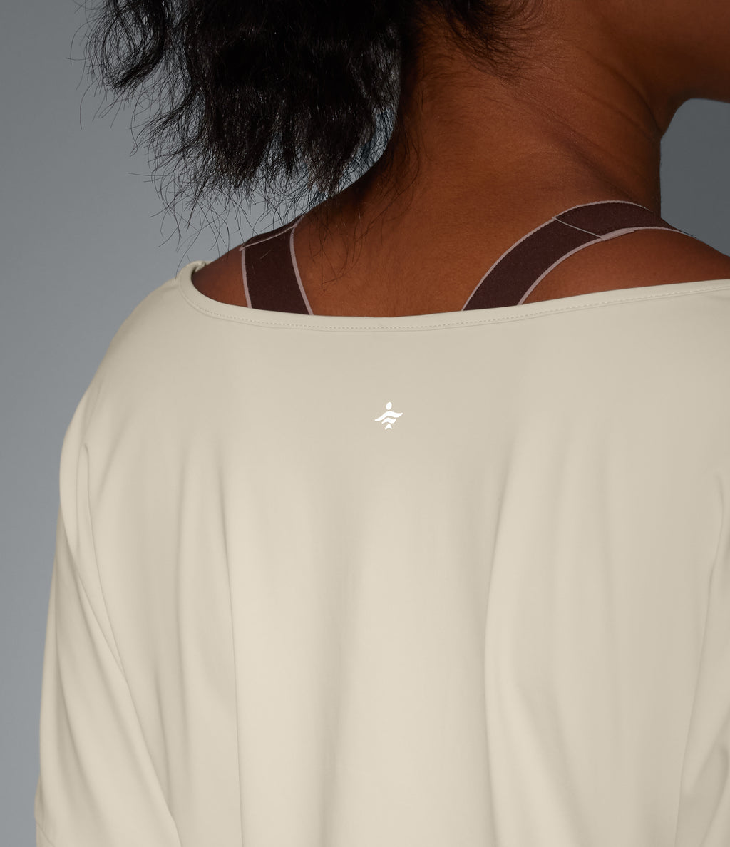 V Neck Batwing Long Sleeve InstantCool Yoga Sports Top-UPF50+ — Almond Milk — view 5
