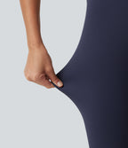 High Waisted Waffle Casual Leggings — Peacoat — view 7
