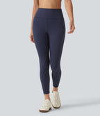 High Waisted Waffle Casual Leggings — Peacoat — view 3