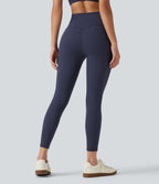 High Waisted Waffle Casual Leggings — Peacoat — view 2