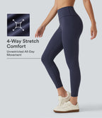 High Waisted Waffle Casual Leggings — Peacoat — view 1