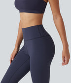 High Waisted Waffle Casual Leggings — Peacoat — view 4