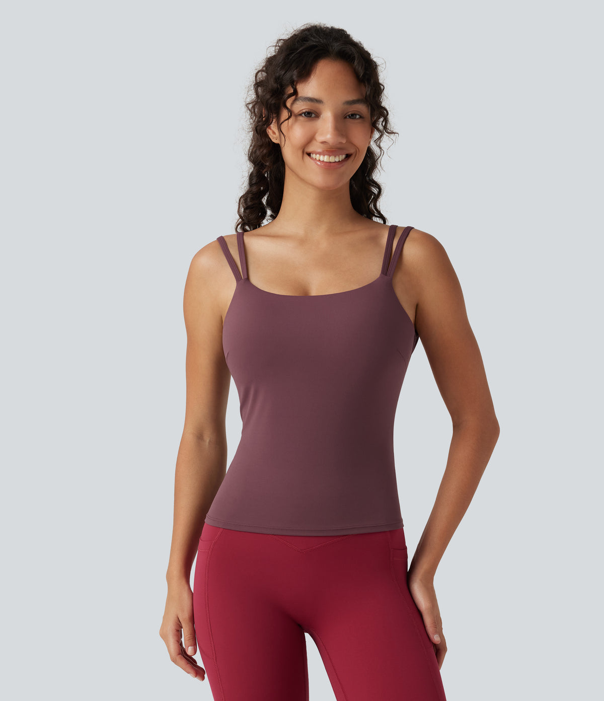Built-in Bra Yoga Tank Top DD-F Cups — Evening Red — view 1