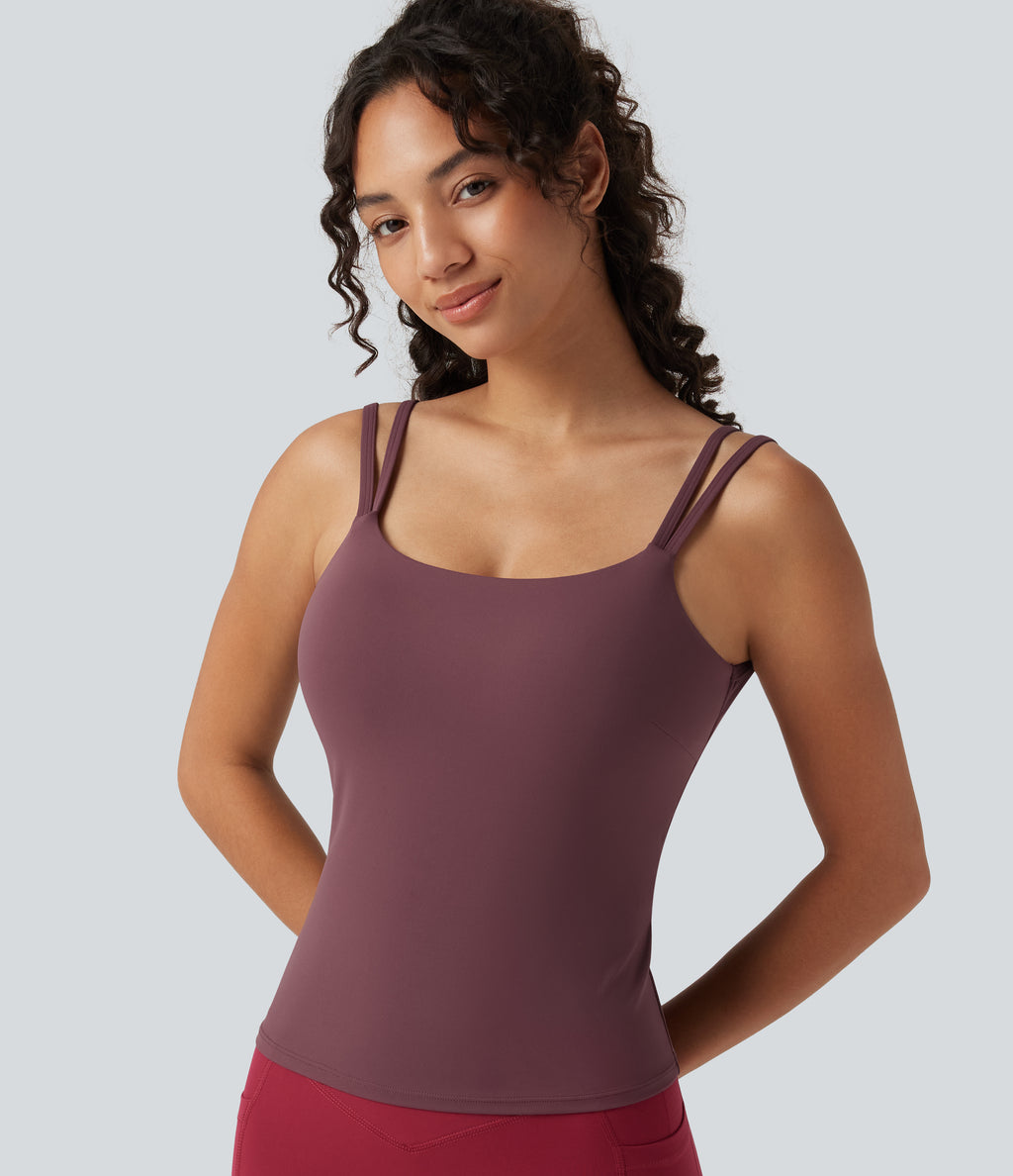 Built-in Bra Yoga Tank Top DD-F Cups — Evening Red — view 4