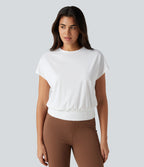 Round Neck Short Sleeve InstantCool Quick Dry Yoga Sports Top — White — view 4